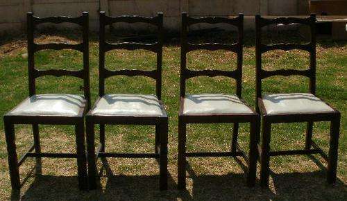 SET X4 OF LADDER BACK CHAIRS HIGH STRETCHER