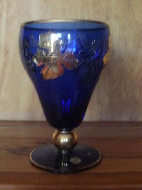BLUE & GOLD VASE/GLASS
