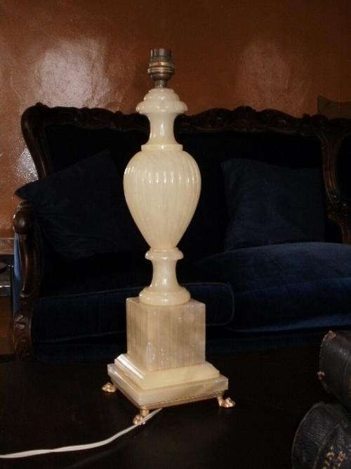 GENUINE ALABASTER HAND CARVED, MADE IN ITALY = TABLE LAMP