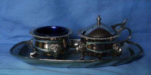 SILVER PLATED SALT & MUSTARD SET