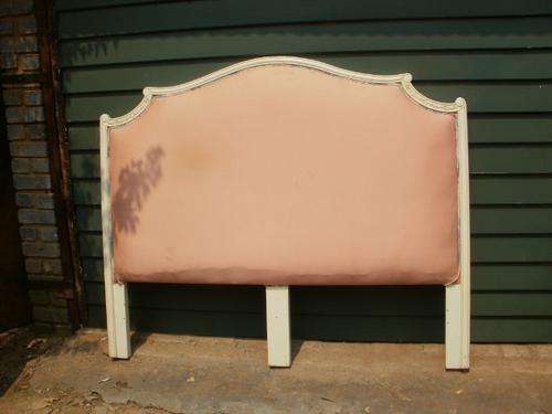 LOVELY WHITE & PINK HEAD BOARD (CAN BE RE-UPHOLSTERED)