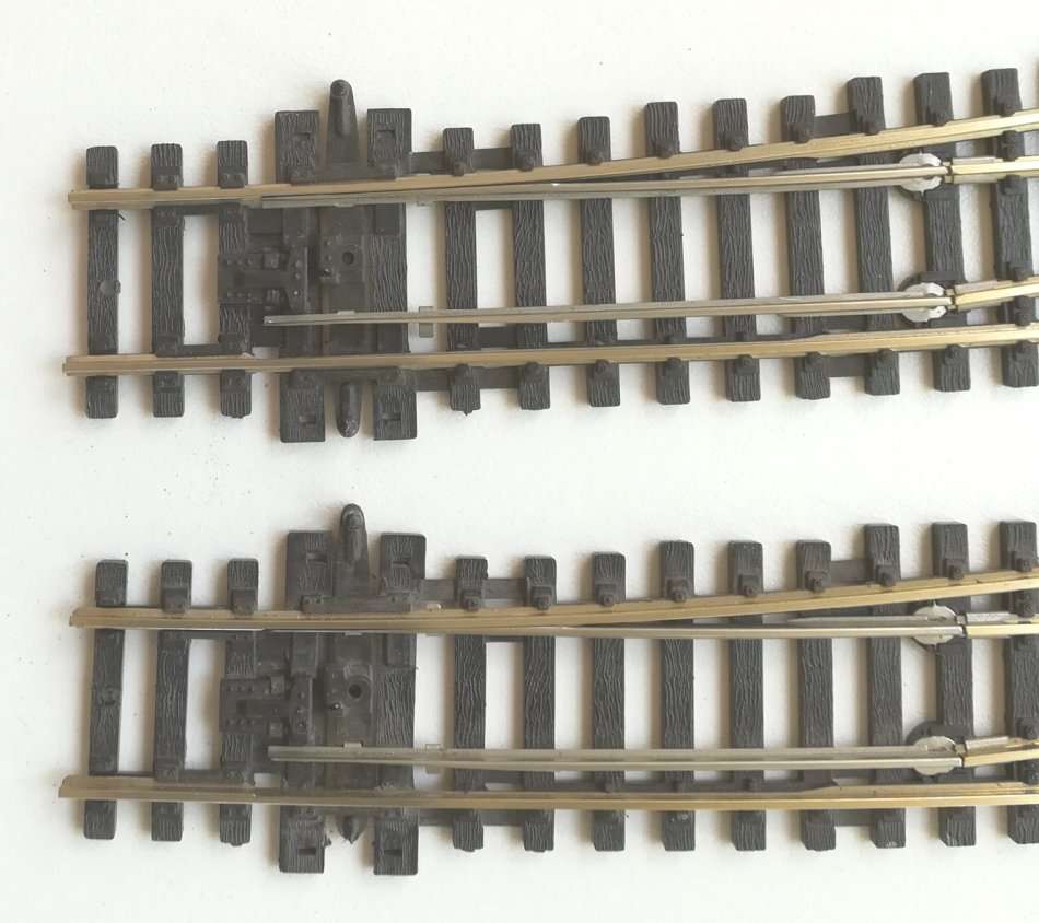 2x Peco code 100 large L/H curved turnouts + motors