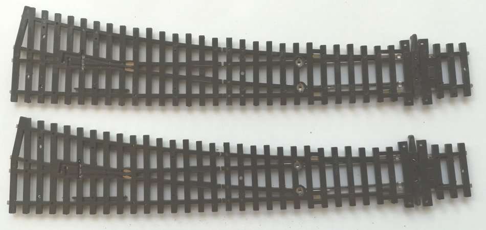 2x Peco code 100 large L/H curved turnouts + motors