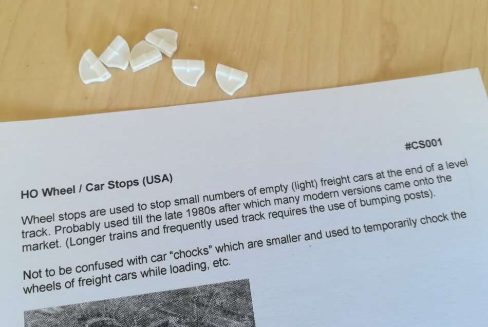 6x (3 pairs) HO wheel stops (USA)