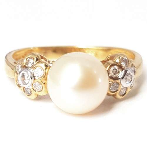14CT YELLOW GOLD PEARL RING