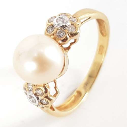 14CT YELLOW GOLD PEARL RING