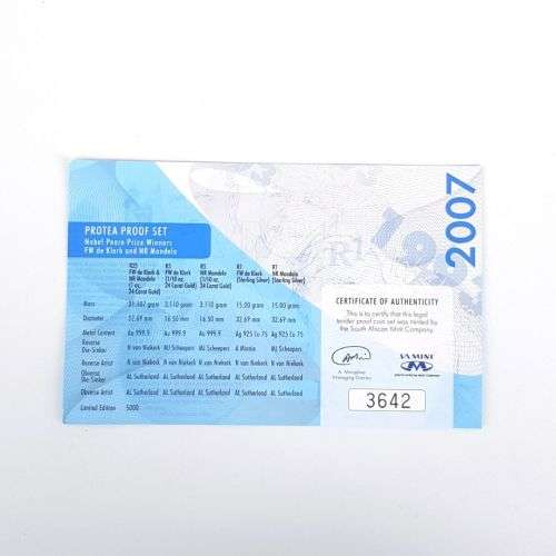 PROTEA PROOF SET- 1993 Nobel Peace Prize - Nelson Mandela and F.W. De Klerk.