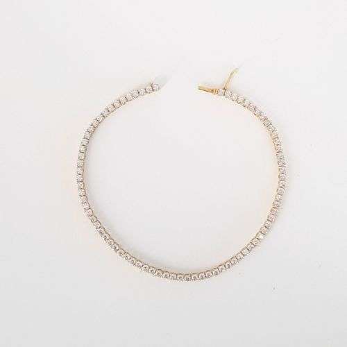 14CT YELLOW GOLD CUBIC ZIRCONIA TENNIS BRACELET