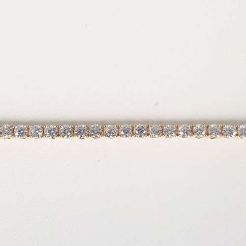 14CT YELLOW GOLD CUBIC ZIRCONIA TENNIS BRACELET