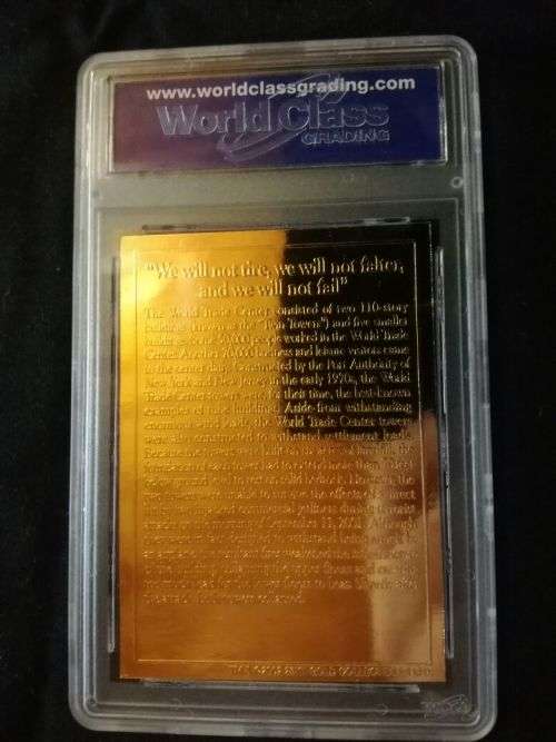 2002 World Trade Centre 9/11 Never Forget 1 Year Anniversity 23kt gold colecteble WCG 10 GEM-MT