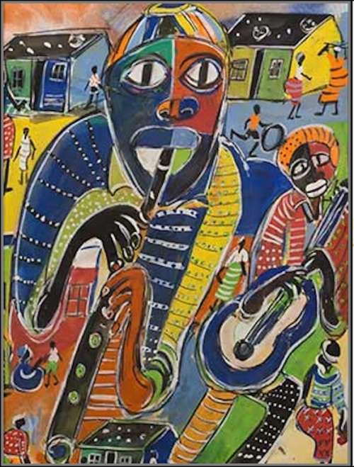 Eli Kobeli "Musicians" Mixed Media