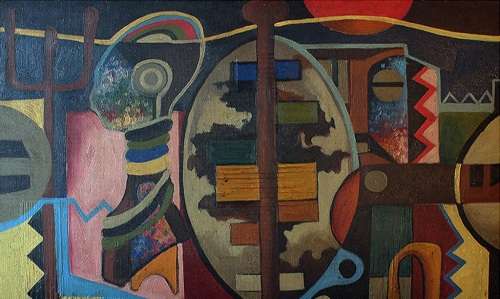 Speelman Mahlangu "The Shield" Oil on Board