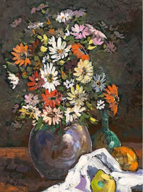 Dante Ruben (SA, Born 1962) Oil "Still Life Flowers"