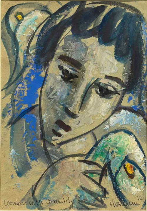 Hennie Niemann (SA 1941) Oil Sketch "Woman with Arum Lily"