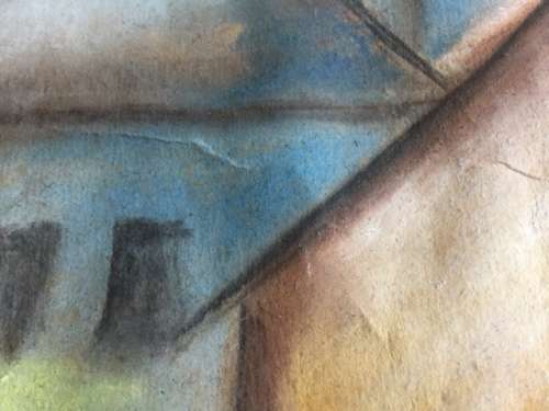 JOE MASEKO "THE GATHERING" PASTEL ON PAPER/BOARD. BIG PAINTING