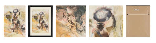 Welcome Koboka `Woman Carrying a Pot` Ink andWater Colour