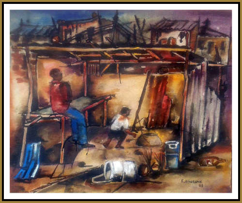 Ephraim Ngatane `Neighbor in Orlando` Water Colour on Board
