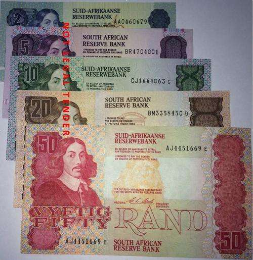 CRAZY R1 START!!! CL Stals Set of R2, R5, R10, R20 & R50 1st Issue UNC