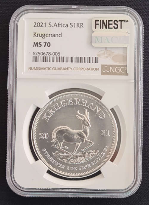 2021 SILVER KRUGERRAND NGC MS70