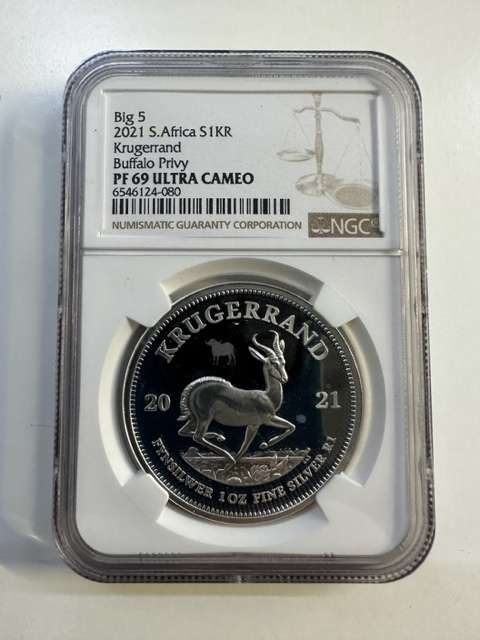 2021 SILVER KRUGERRAND 1oz BUFFALO PRIVY NGC PF69 ULTRA CAMEO