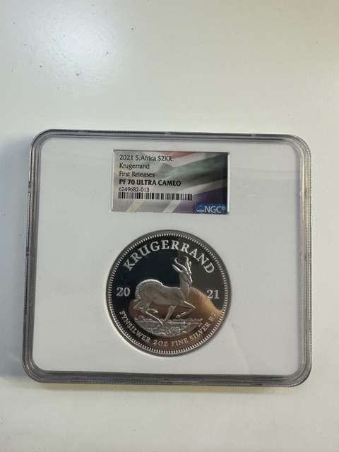 2021 SILVER KRUGERRAND 2oz NGC PF70 ULTRA CAMEO FIRST RELEASES