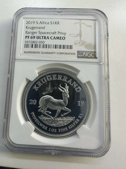 2019 SILVER KRUGERRAND 1oz SPACECRAFT PRIVY NGC PF69 ULTRA CAMEO