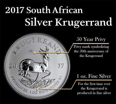 ###2017 Krugerrand 1 oz silver coins###Premium Uncirculated