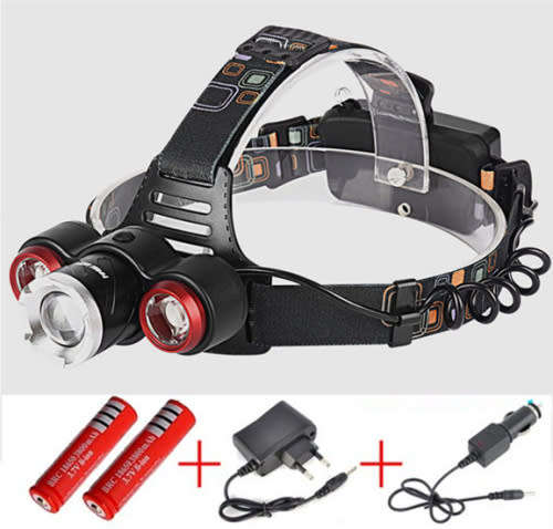 Rechargeable Headlamp XML T6+2R5 3 LED HeadLight High Quality