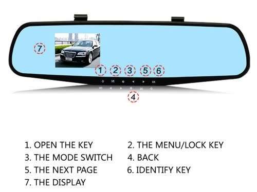 Car DVR Video Recorder Mirror Dash Cam 120 Degree Angle Vehicle Dual Lens 1080P