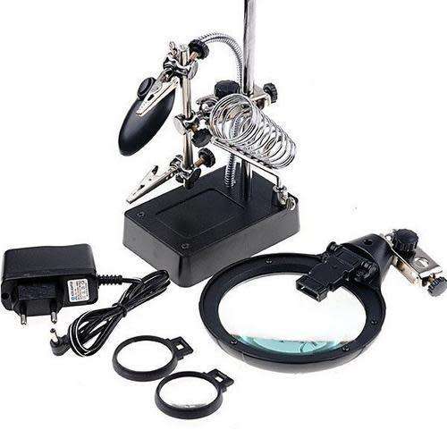 Multifunctional Work Magnifying Glass With Led