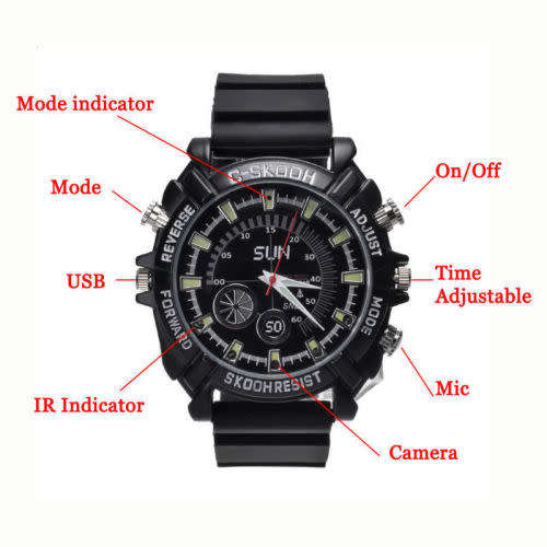 DVR Waterproof 1080P Spy Hidden Watch Camera Night Vision Camcorder