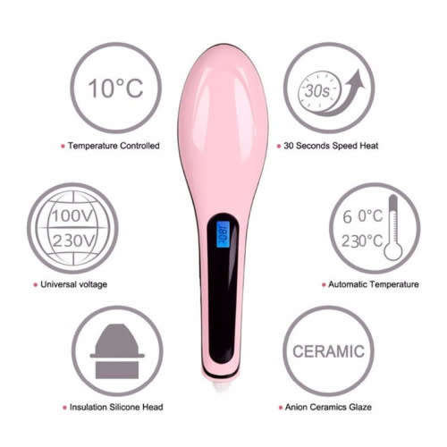 Fast Hair Straightener Electric Hair Brush Comb Magic straightener Brush LCD Display