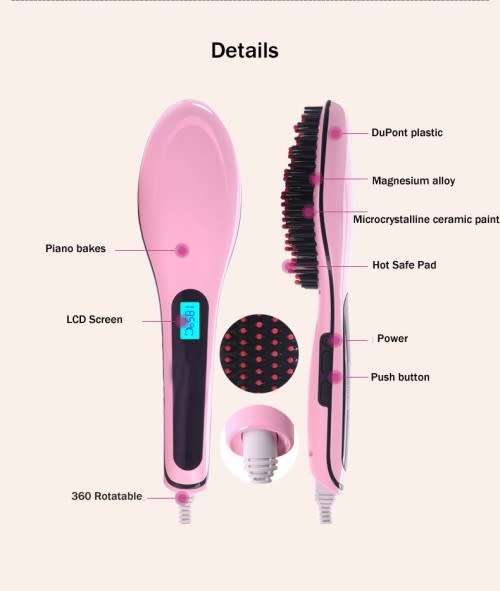 Fast Hair Straightener Electric Hair Brush Comb Magic straightener Brush LCD Display