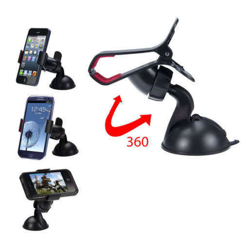360° Universal Car Windshield Mount Stand Holder For iPhone Samsung GPS