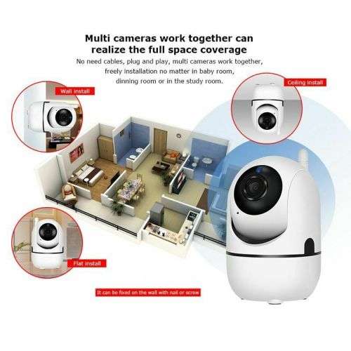 Wireless Smart IP WiFi HD IR Cut Home Security Camera 2-Way Audio Monitor
