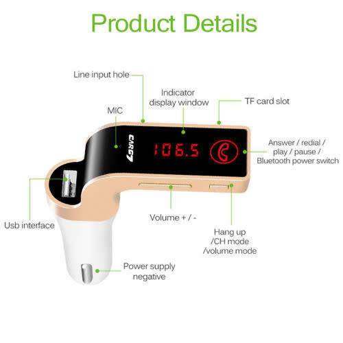 G7 Car Charger Wireless MP3 Music Player LCD Display Bluetooth Audio Receiver