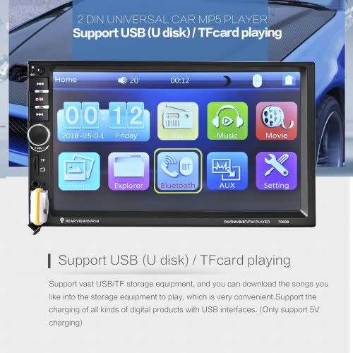 7'' HD 2Din Car Stereo Radio MP5 Player Bluetooth FM Mirror