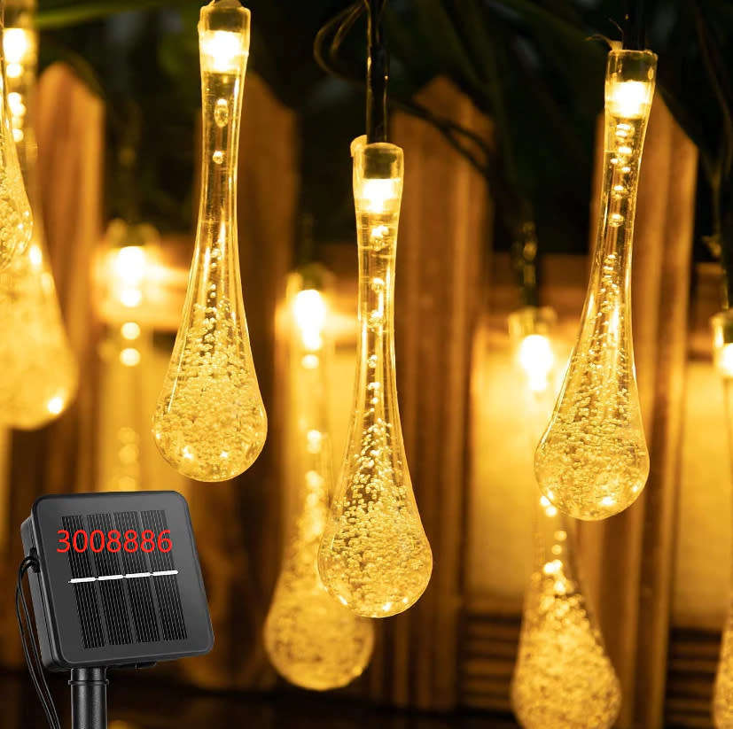Water Drop String Lights Warm White 5M Solar