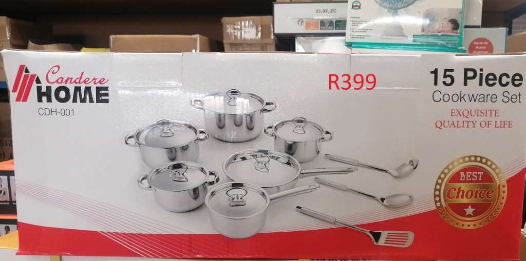 15PCS Cookware Sets Stainless Steel Cooking Pot Set with Kitchen Utensils