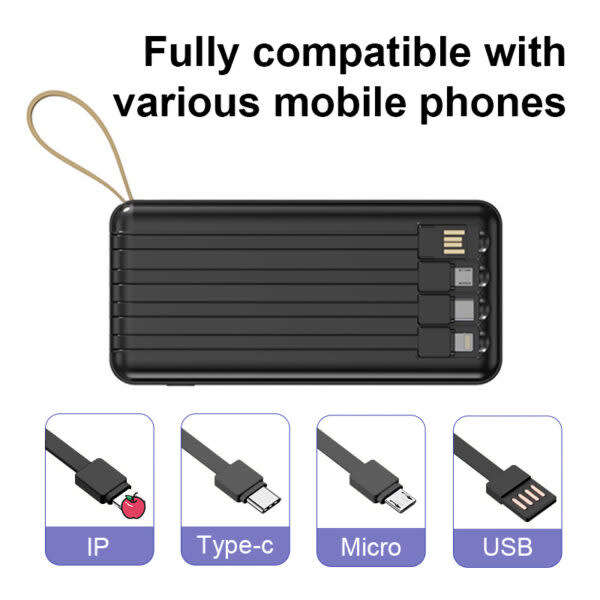 20000mah Solar Power Bank With Cable + Digital Display