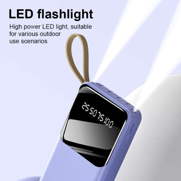 20000mah Solar Power Bank With Cable + Digital Display