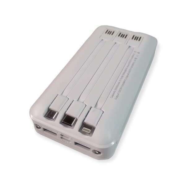 20000Mah Power Bank With Built-In Cable