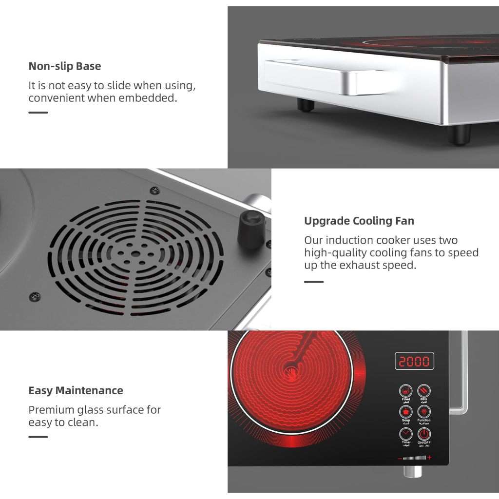 110V 3500W High Heating Power Induction Stove Tabletop Cooker Stationary Sensor Touch Smart Wok