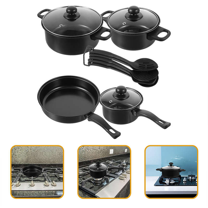 14Pcs Pan Set Non-Stick Frying Cooking Pots Cookware with Utensils for Kitchen