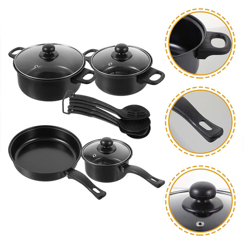 14Pcs Pan Set Non-Stick Frying Cooking Pots Cookware with Utensils for Kitchen