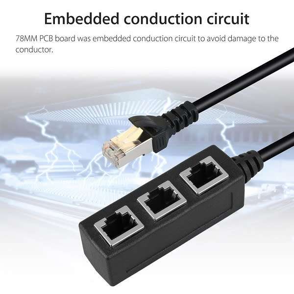 Rj45 Splitter Ethernet One Male To Three Female Extension Cable
