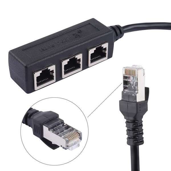 Rj45 Splitter Ethernet One Male To Three Female Extension Cable