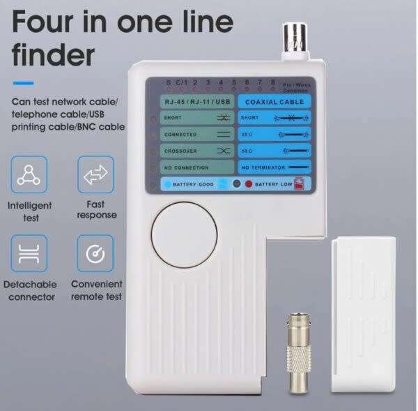 4-In-1 Remote Cable Tester For Rj11/Rj45/Usb/Bnc Cables