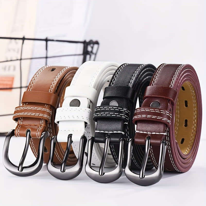 Vintage Eyelet PU Belt Classic Solid Color Belt Simple Casual Jeans Belt