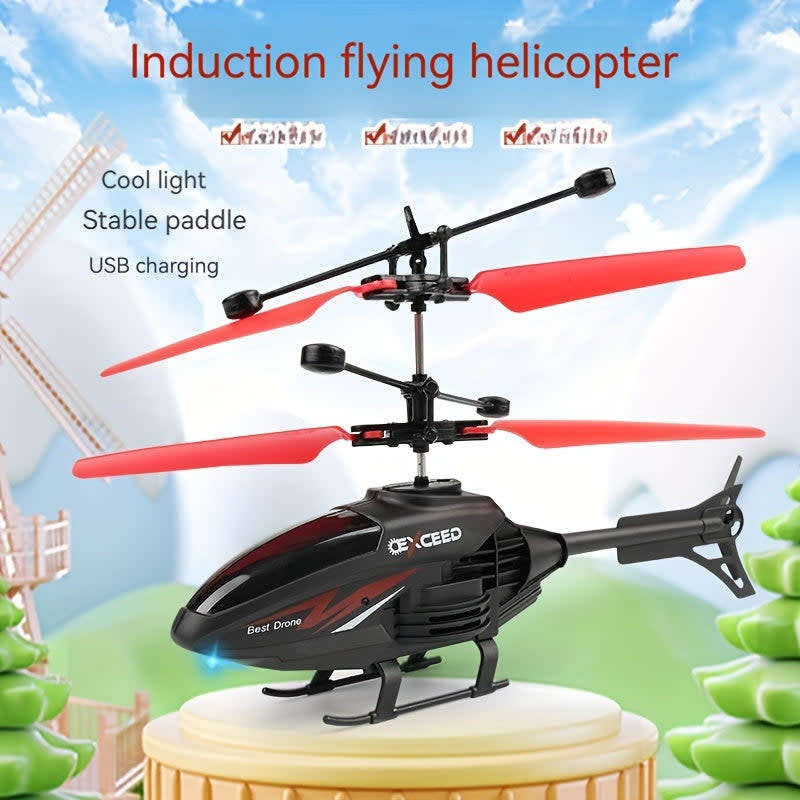 Helicopter With Remote Control Gesture Sensing Light Anti-Fall Suspension Remote Control Aircraft